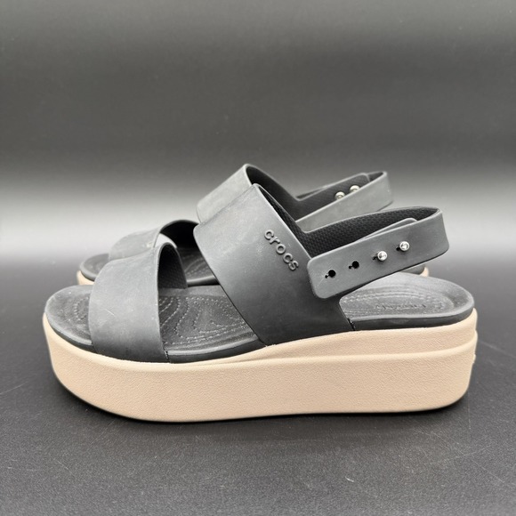 CROCS Shoes - Crocs Brooklyn Low Wedge Platform Sandals Women's Size 6 Black Mushroom